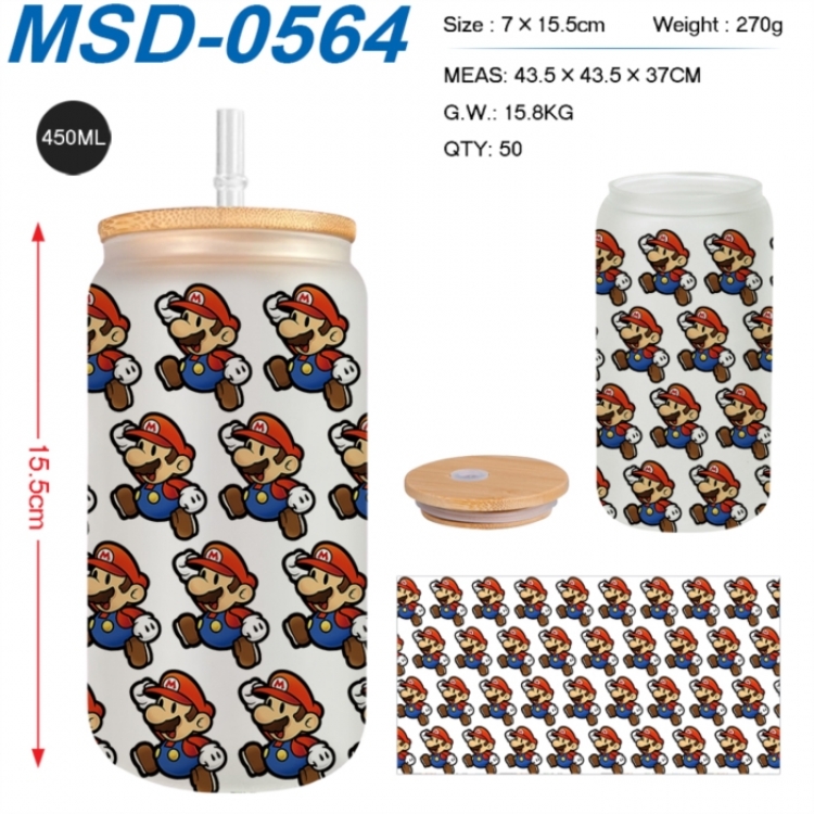 Super Mario Anime frosted glass cup with straw 450ML