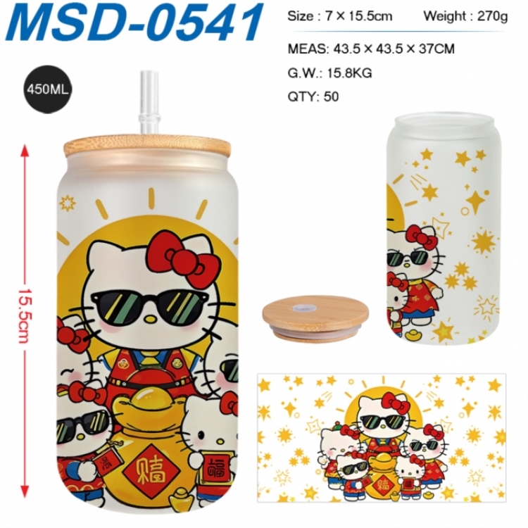 sanrio Anime frosted glass cup with straw 450ML