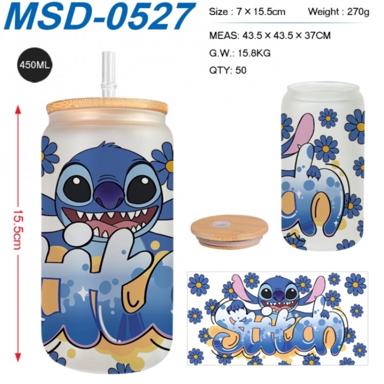 Lilo & Stitch Anime frosted glass cup with straw 450ML