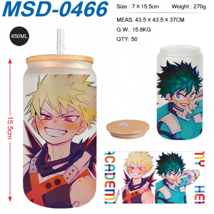My Hero Academia Anime frosted glass cup with straw 450ML