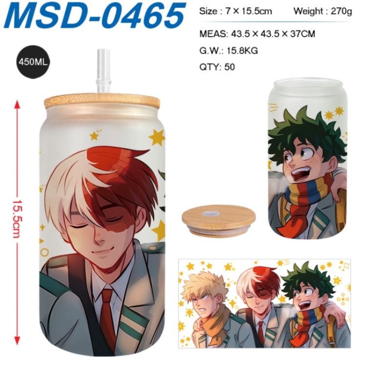 My Hero Academia Anime frosted glass cup with straw 450ML