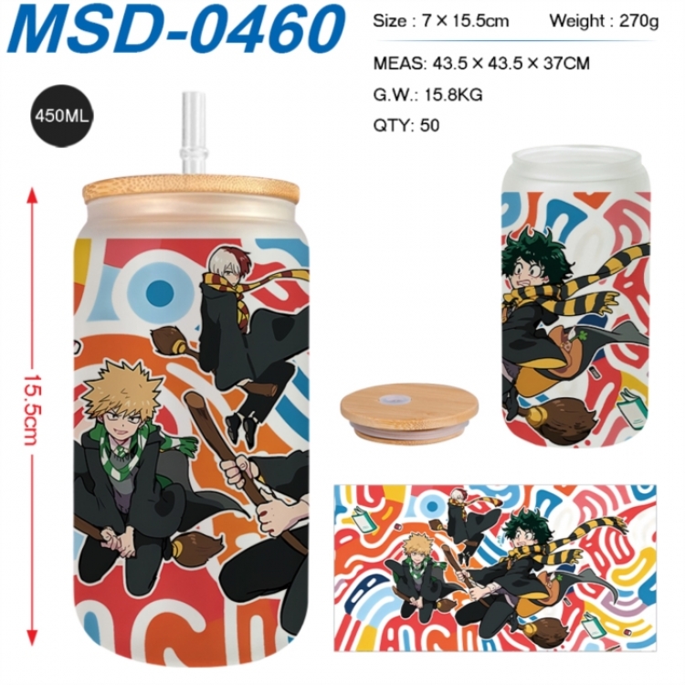 My Hero Academia Anime frosted glass cup with straw 450ML