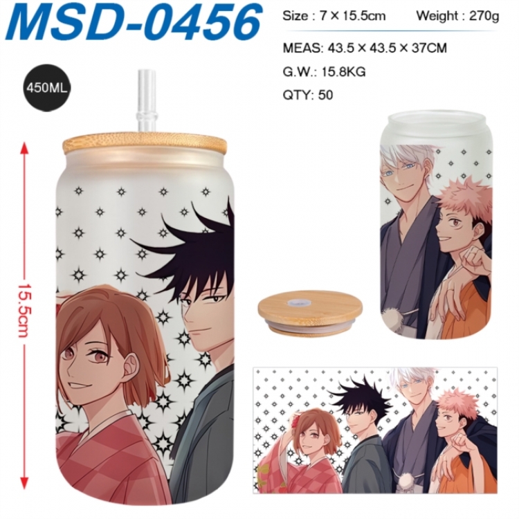 Jujutsu Kaisen Anime frosted glass cup with straw 450ML