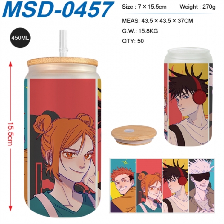 Jujutsu Kaisen Anime frosted glass cup with straw 450ML