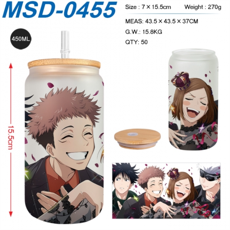 Jujutsu Kaisen Anime frosted glass cup with straw 450ML
