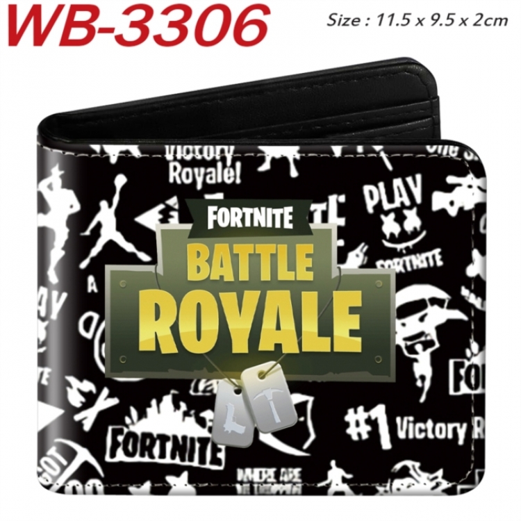 Fortnite Animation color PU leather half fold wallet 11.5X9X2CM