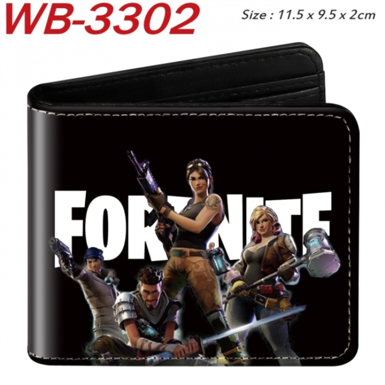 Fortnite Animation color PU leather half fold wallet 11.5X9X2CM