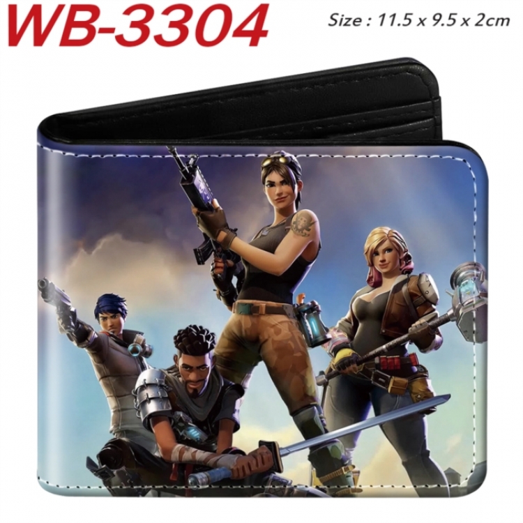 Fortnite Animation color PU leather half fold wallet 11.5X9X2CM