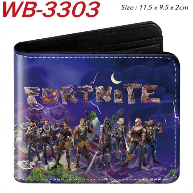 Fortnite Animation color PU leather half fold wallet 11.5X9X2CM
