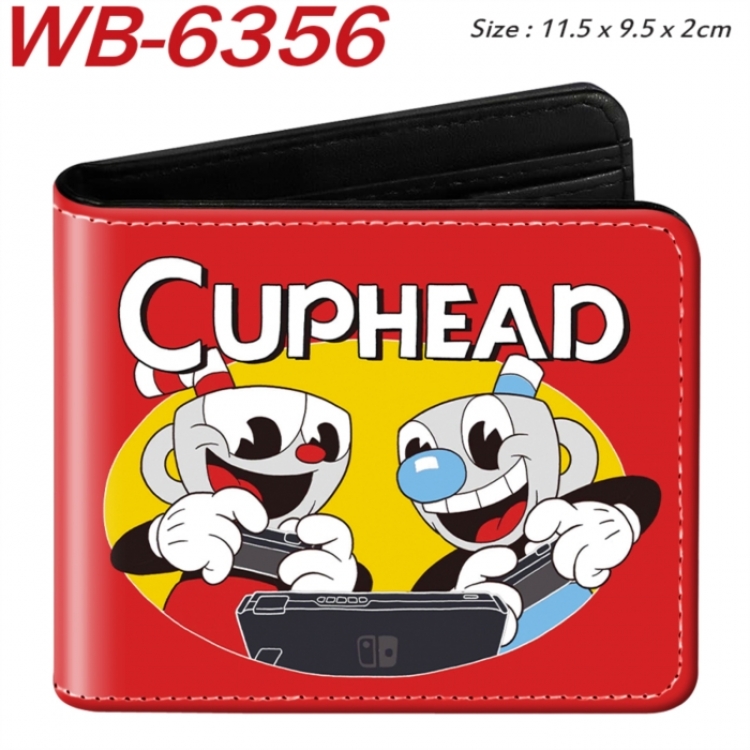 Tea cup head  Animation color PU leather half fold wallet 11.5X9X2CM