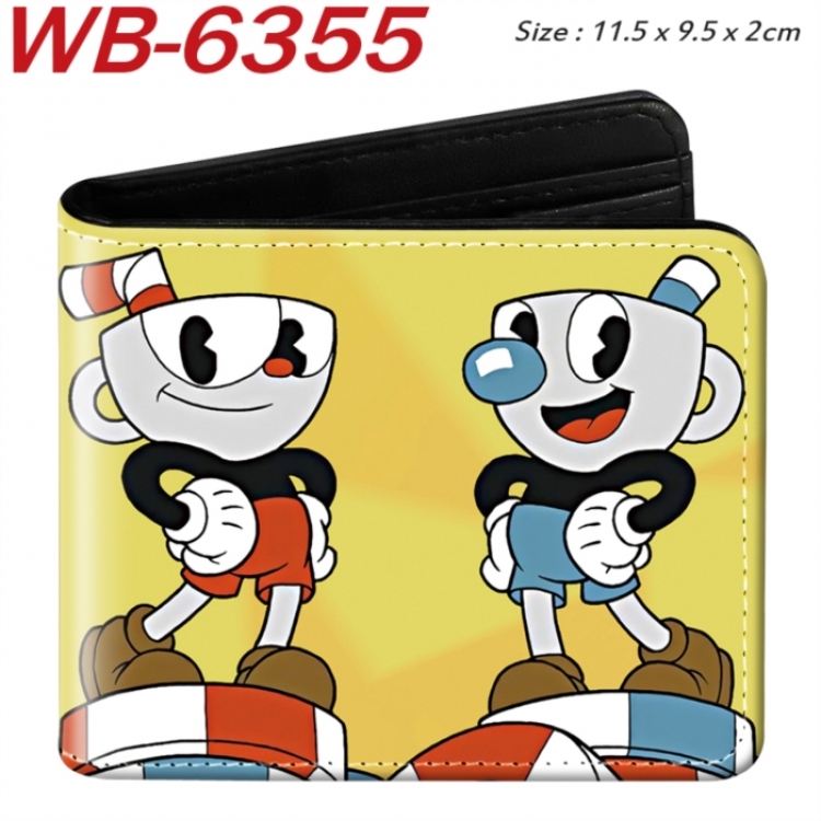 Tea cup head  Animation color PU leather half fold wallet 11.5X9X2CM