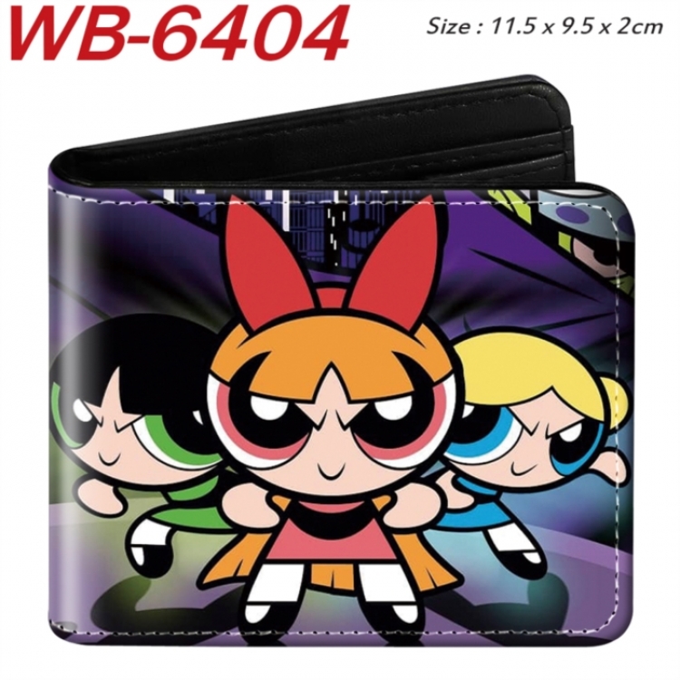 The Powerpuff Girls Animation color PU leather half fold wallet 11.5X9X2CM
