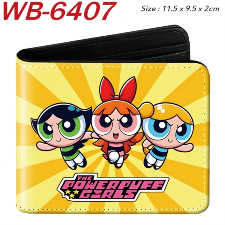 The Powerpuff Girls Animation color PU leather half fold wallet 11.5X9X2CM