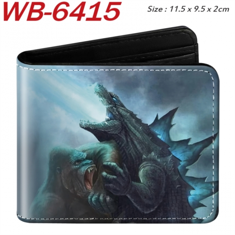 Godzilla vs. King Kong Animation color PU leather half fold wallet 11.5X9X2CM