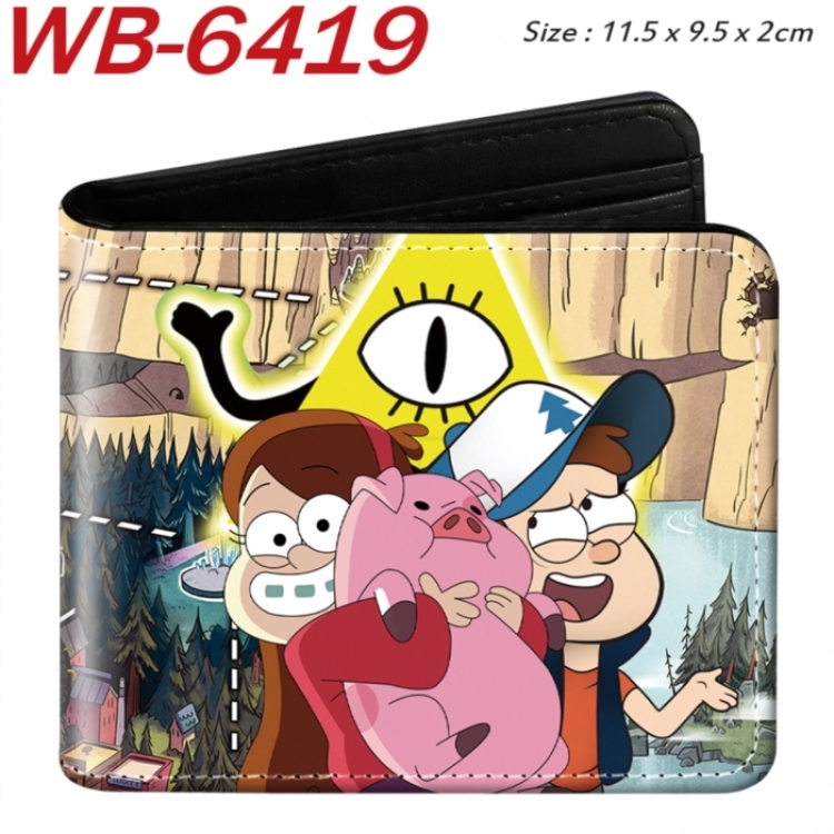 Gravity Falls Animation color PU leather half fold wallet 11.5X9X2CM