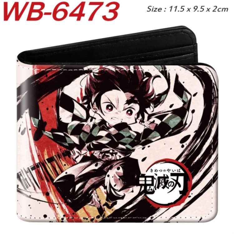Demon Slayer Kimets Animation color PU leather half fold wallet 11.5X9X2CM