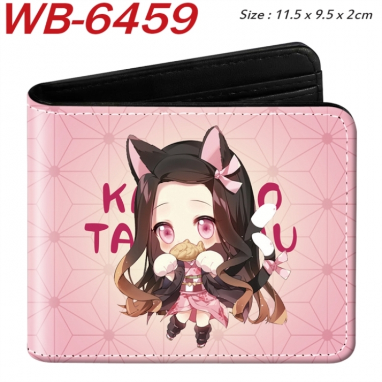 Demon Slayer Kimets Animation color PU leather half fold wallet 11.5X9X2CM