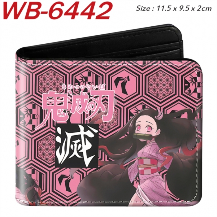 Demon Slayer Kimets Animation color PU leather half fold wallet 11.5X9X2CM