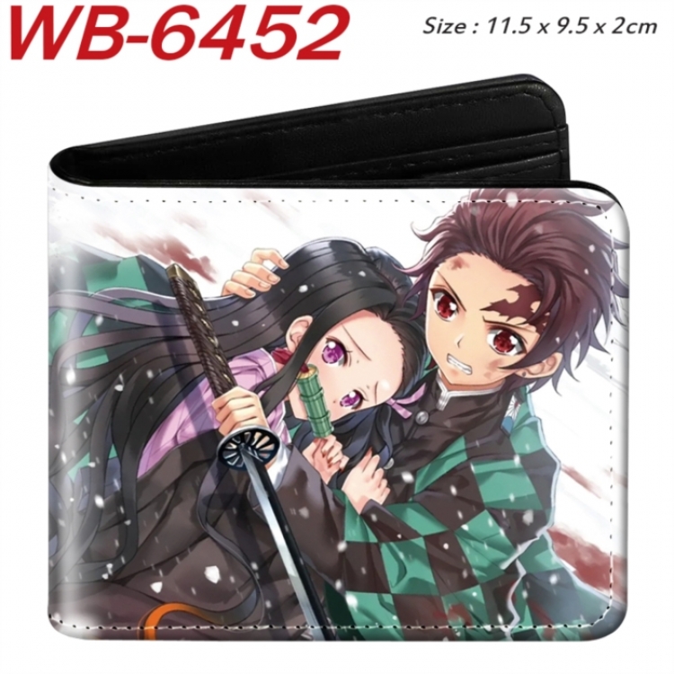Demon Slayer Kimets Animation color PU leather half fold wallet 11.5X9X2CM
