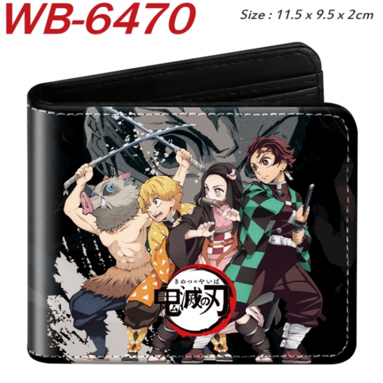 Demon Slayer Kimets Animation color PU leather half fold wallet 11.5X9X2CM