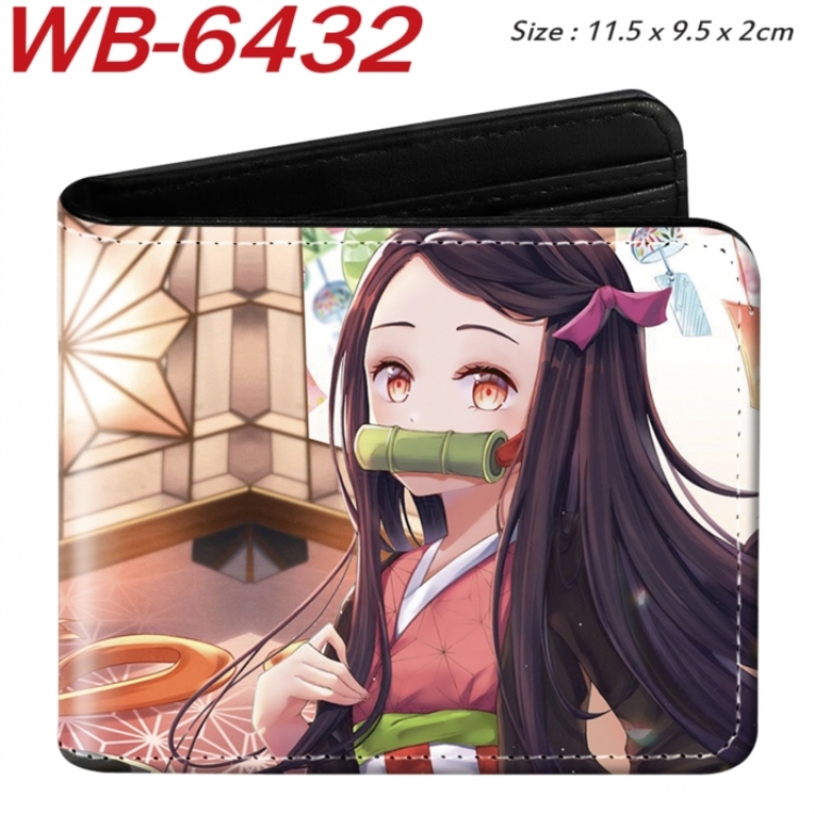 Demon Slayer Kimets Animation color PU leather half fold wallet 11.5X9X2CM