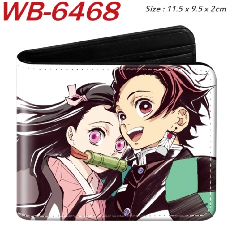Demon Slayer Kimets Animation color PU leather half fold wallet 11.5X9X2CM