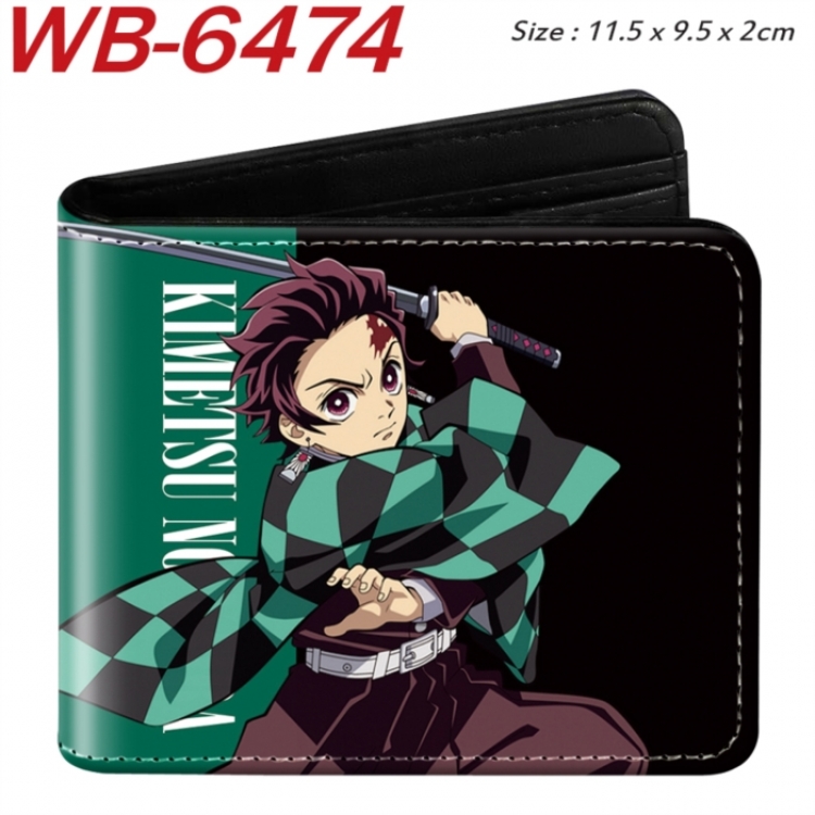 Demon Slayer Kimets Animation color PU leather half fold wallet 11.5X9X2CM