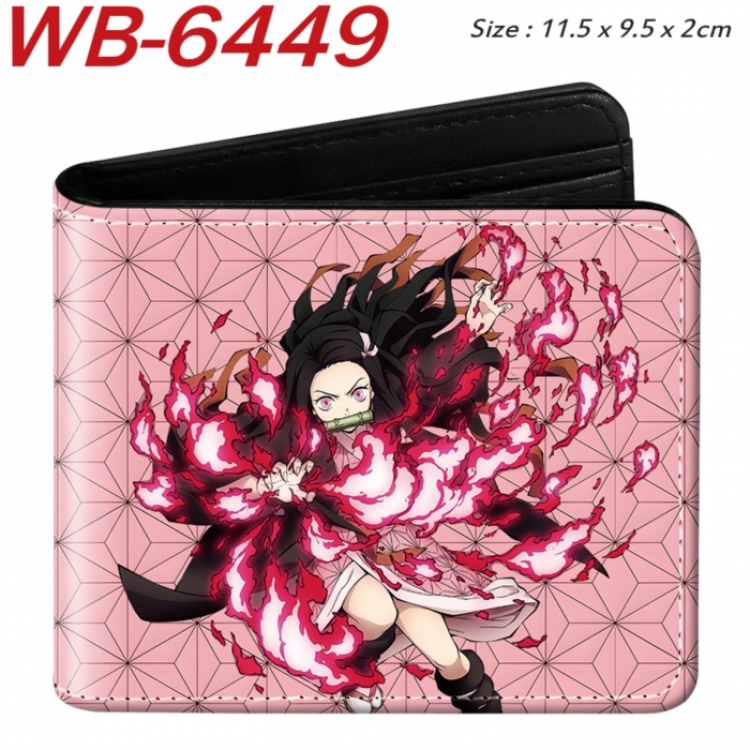 Demon Slayer Kimets Animation color PU leather half fold wallet 11.5X9X2CM