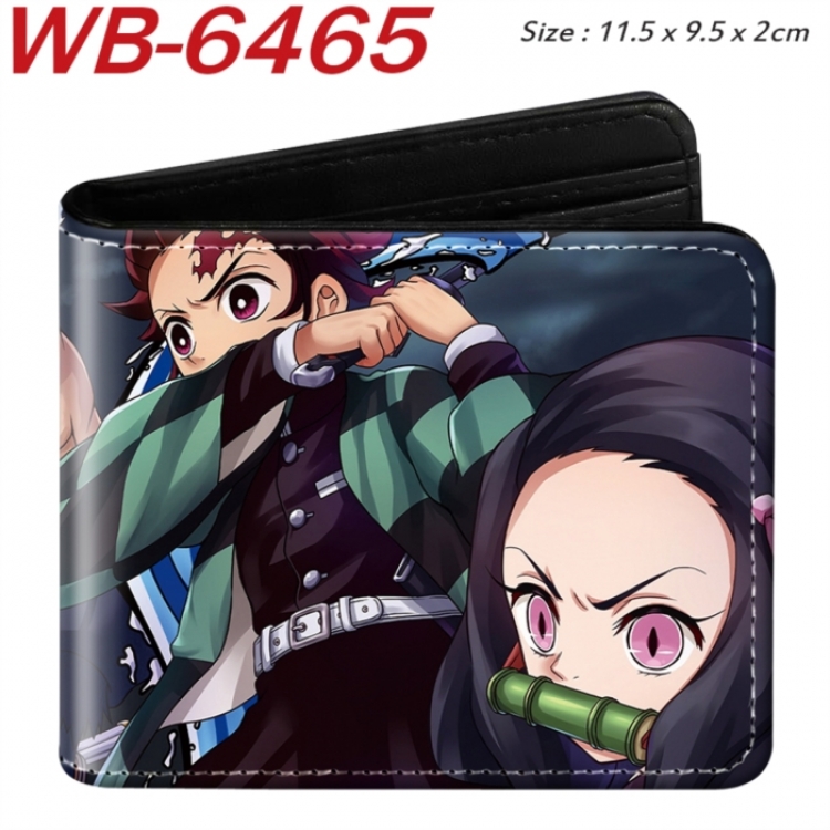 Demon Slayer Kimets Animation color PU leather half fold wallet 11.5X9X2CM
