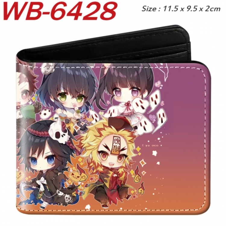 Demon Slayer Kimets Animation color PU leather half fold wallet 11.5X9X2CM