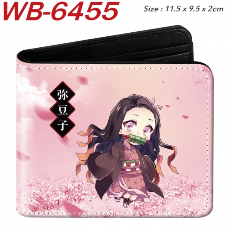 Demon Slayer Kimets Animation color PU leather half fold wallet 11.5X9X2CM