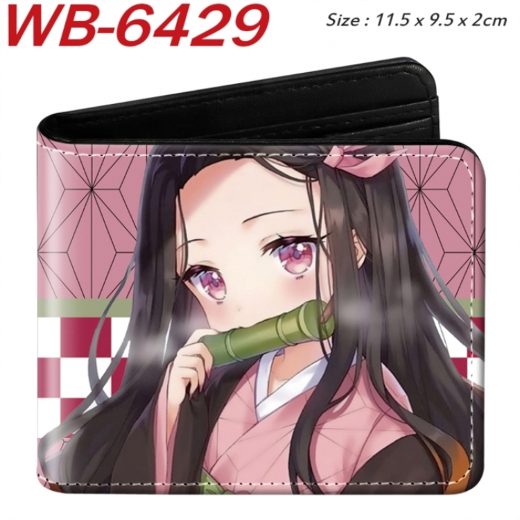 Demon Slayer Kimets Animation color PU leather half fold wallet 11.5X9X2CM