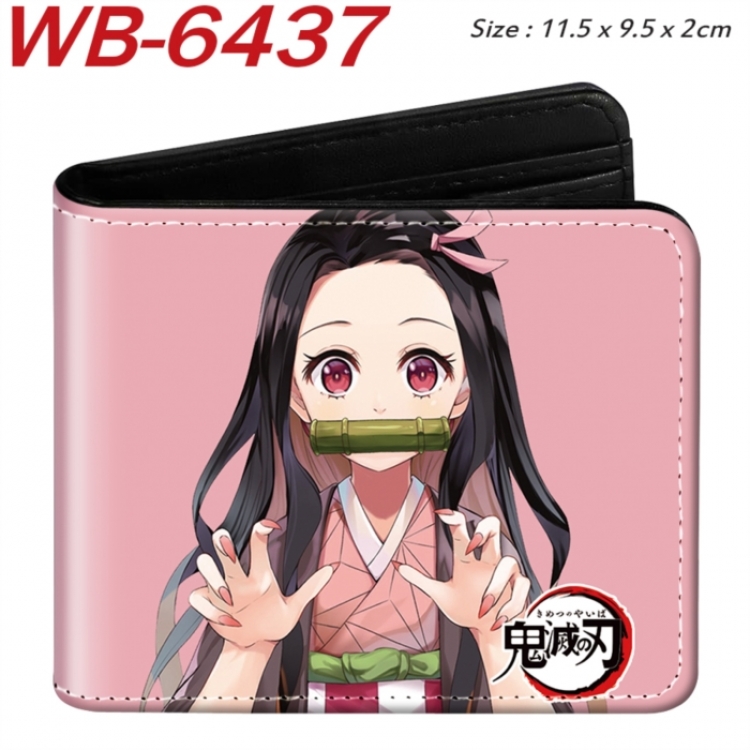 Demon Slayer Kimets Animation color PU leather half fold wallet 11.5X9X2CM