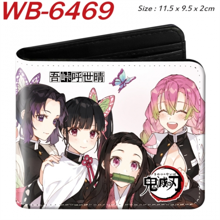 Demon Slayer Kimets Animation color PU leather half fold wallet 11.5X9X2CM