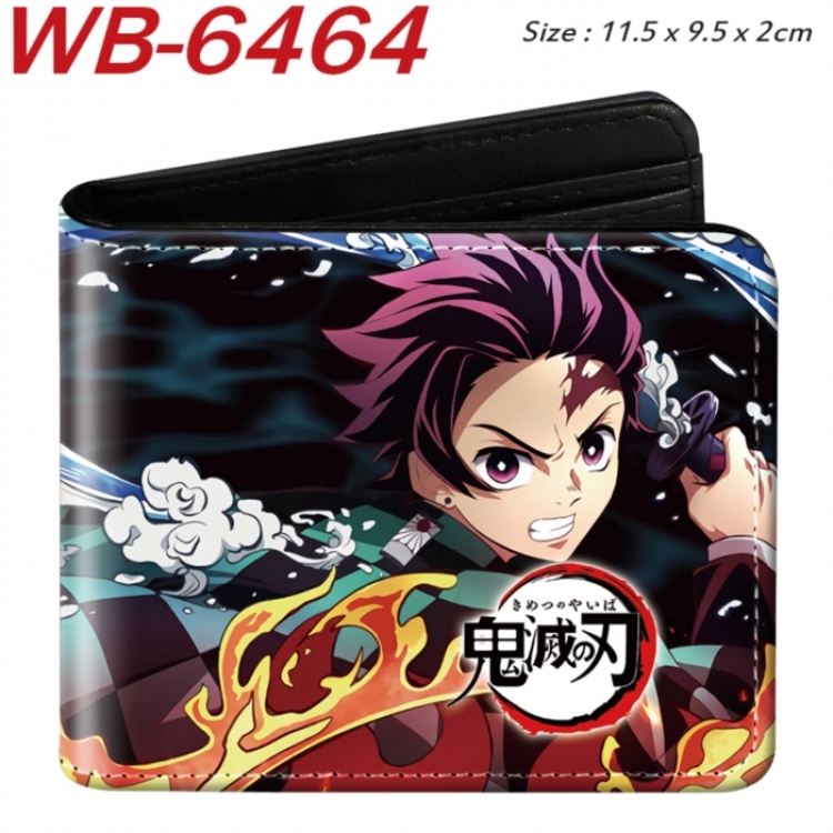 Demon Slayer Kimets Animation color PU leather half fold wallet 11.5X9X2CM
