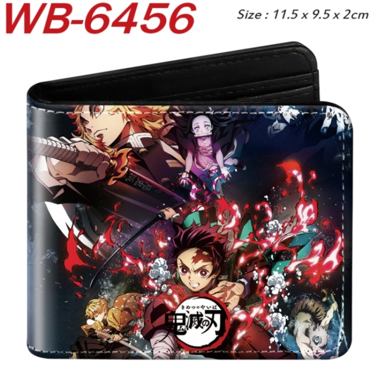 Demon Slayer Kimets Animation color PU leather half fold wallet 11.5X9X2CM