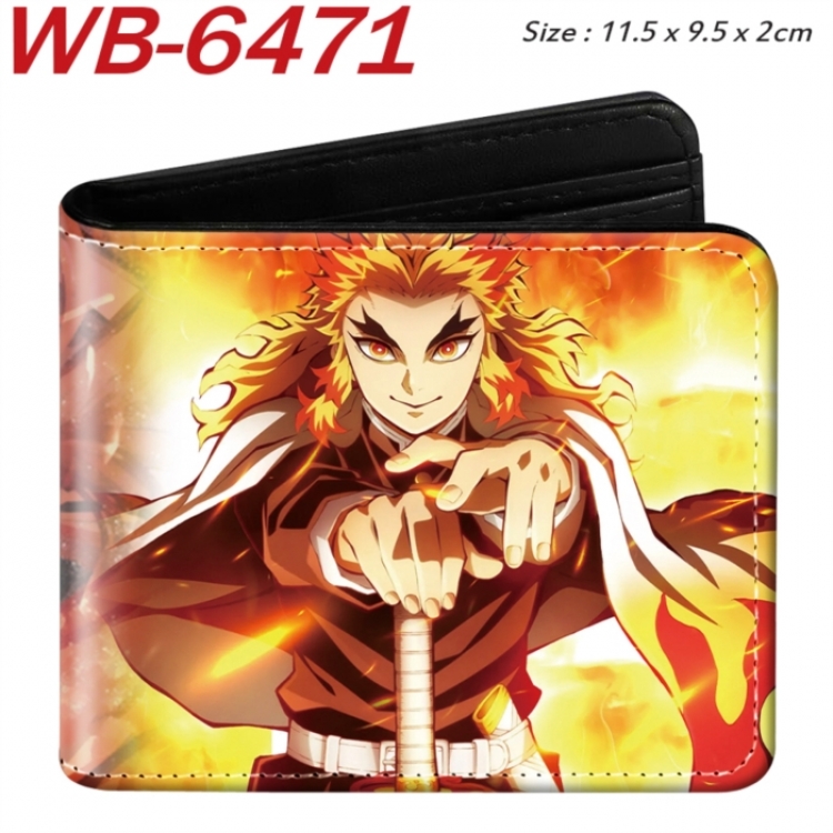 Demon Slayer Kimets Animation color PU leather half fold wallet 11.5X9X2CM