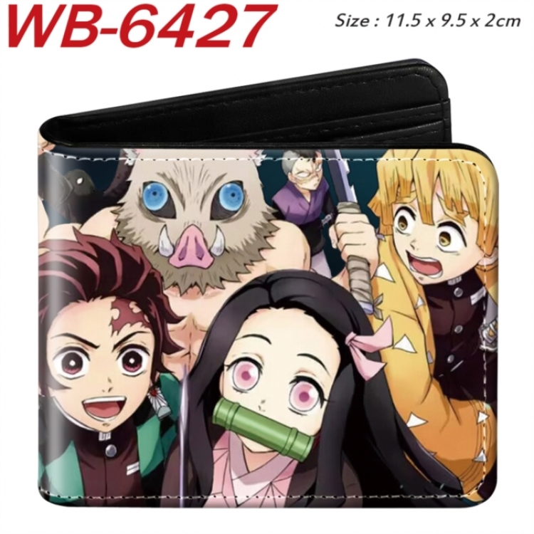 Demon Slayer Kimets Animation color PU leather half fold wallet 11.5X9X2CM