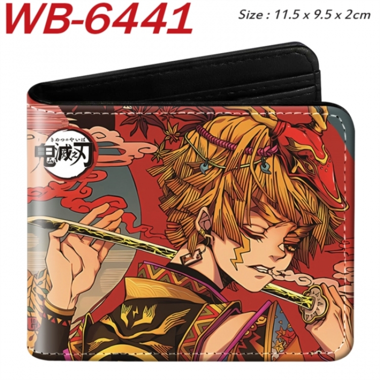 Demon Slayer Kimets Animation color PU leather half fold wallet 11.5X9X2CM