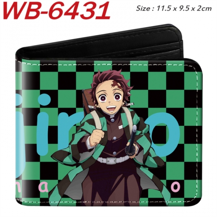 Demon Slayer Kimets Animation color PU leather half fold wallet 11.5X9X2CM