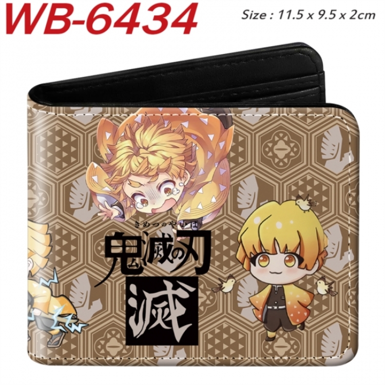 Demon Slayer Kimets Animation color PU leather half fold wallet 11.5X9X2CM