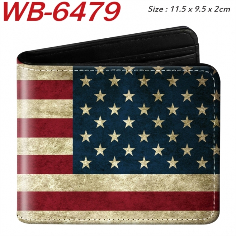 Flag Animation color PU leather half fold wallet 11.5X9X2CM