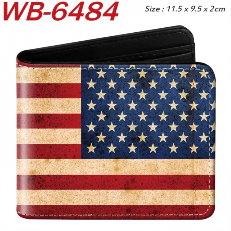 Flag Animation color PU leather half fold wallet 11.5X9X2CM
