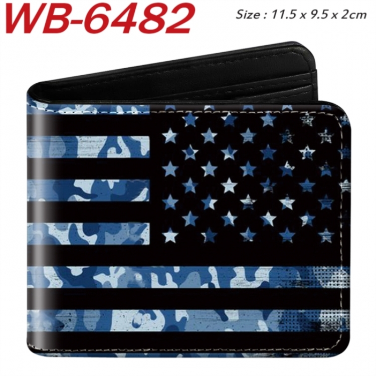Flag Animation color PU leather half fold wallet 11.5X9X2CM