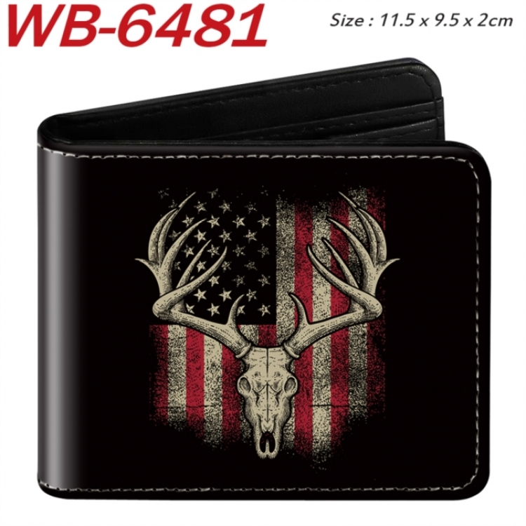 Flag Animation color PU leather half fold wallet 11.5X9X2CM