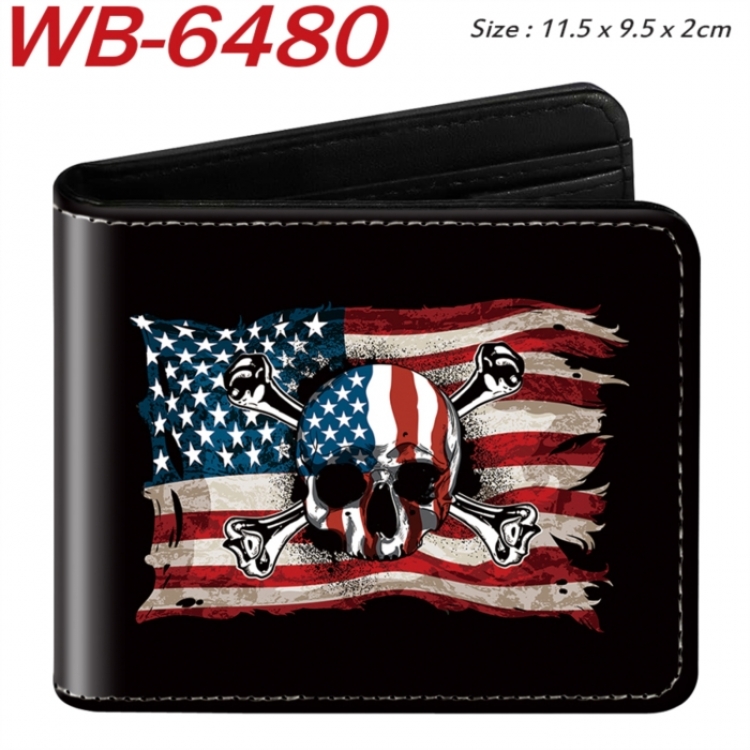 Flag Animation color PU leather half fold wallet 11.5X9X2CM