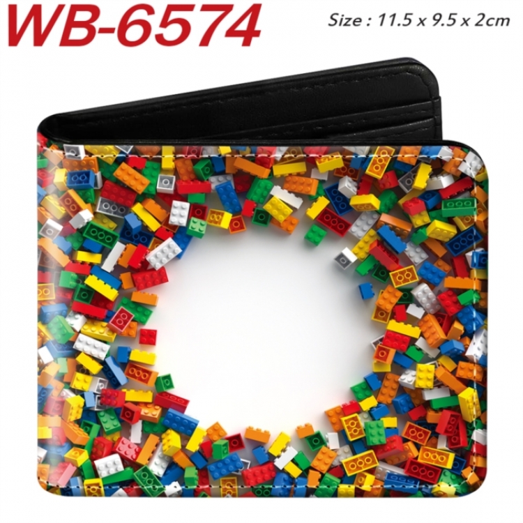 building block Animation color PU leather half fold wallet 11.5X9X2CM