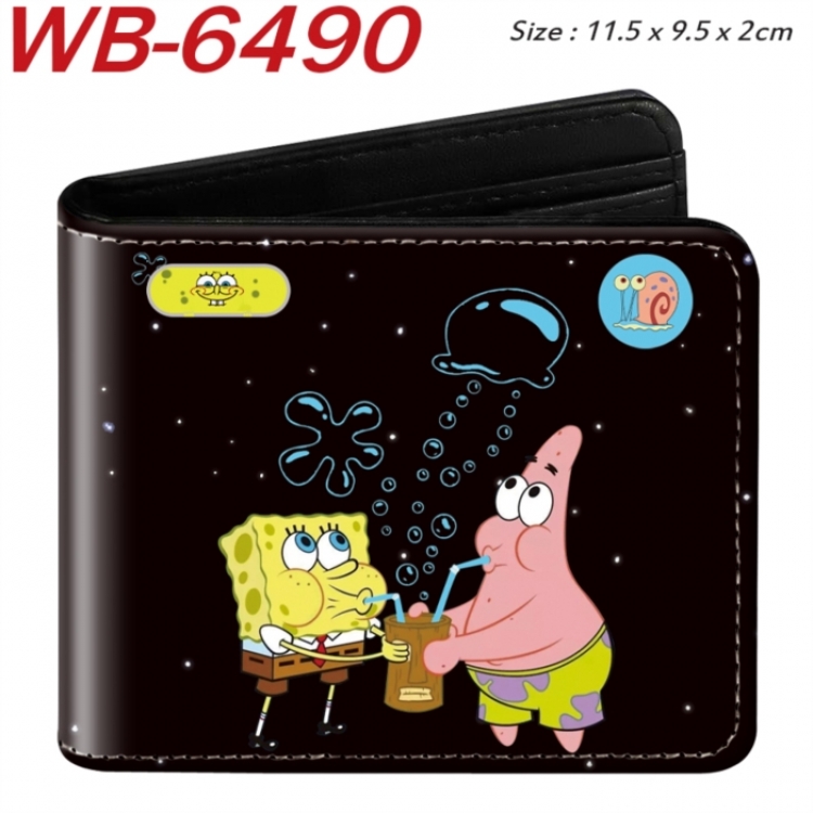 SpongeBob Animation color PU leather half fold wallet 11.5X9X2CM