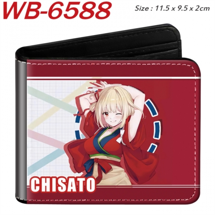 Lycoris Recoil Animation color PU leather half fold wallet 11.5X9X2CM