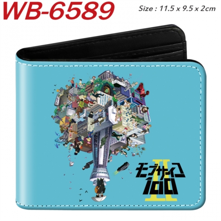 Mob Psycho 100 Animation color PU leather half fold wallet 11.5X9X2CM